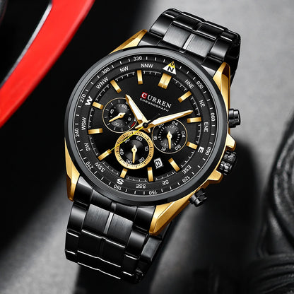 Montre pour homme CURREN – Montre tendance de grande marque, modèle de luxe, étanche, en acier, style sportif, chronographe à quartz