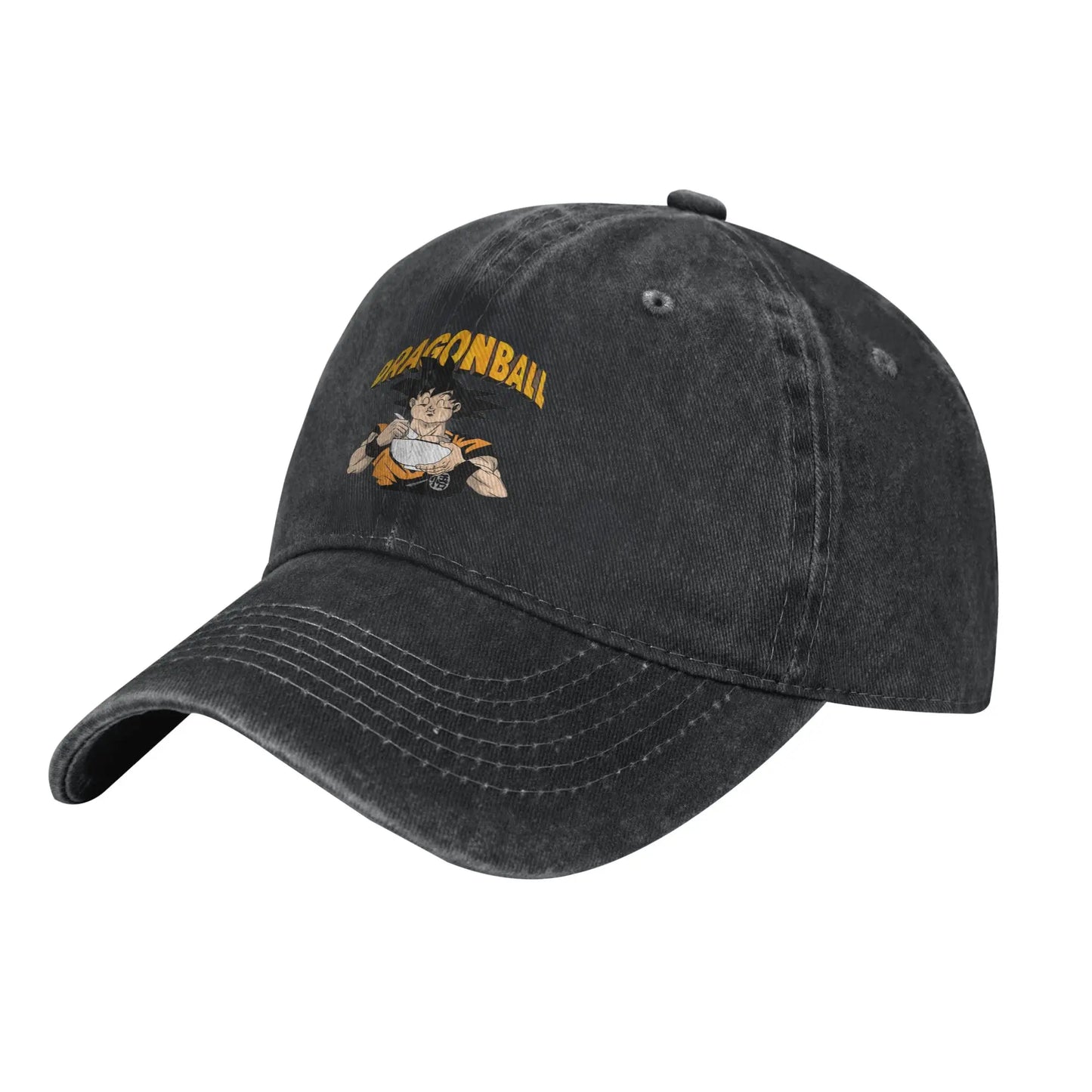Retro DBZ dragon ball Goku Eating Ramen Baseball Caps Unisex Distressed Washed Sun Cap  Outdoor Summer Adjustable Fit Hats Cap