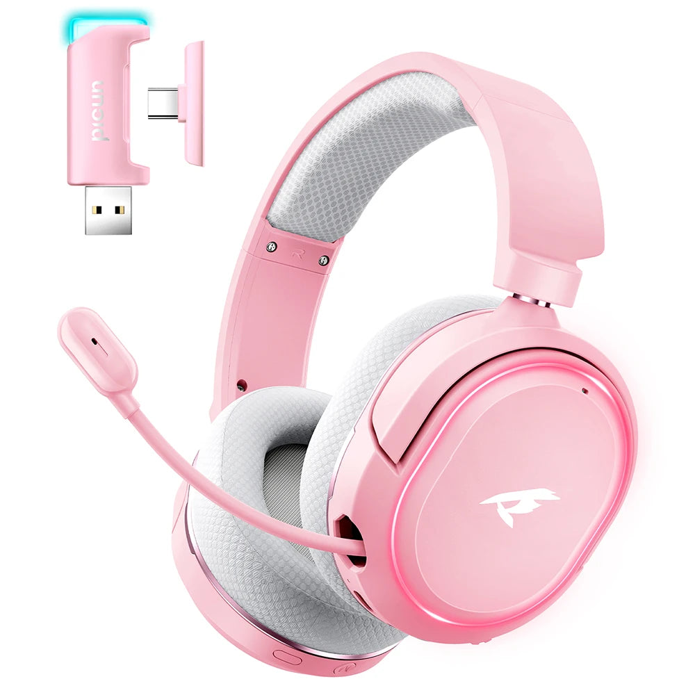 Picun G2 Wireless Gaming Headset Bluetooth 5.3 2.4G Headphones 7.1 Surround 5ms Low Latency ENC Mic for PC PS4 PS5 Phone Switch