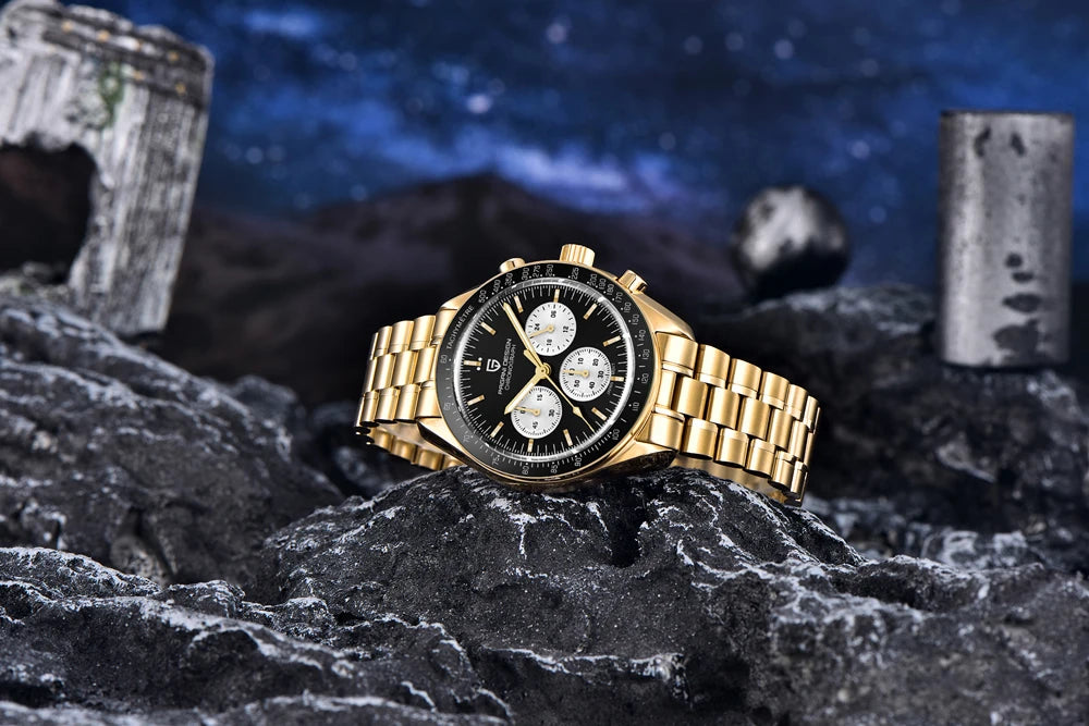 Reloj PAGANI DESIGN Moon: cronógrafo de cuarzo de lujo para hombre, estilo deportivo, cristal de zafiro con tratamiento antirreflectante, esfera luminiscente