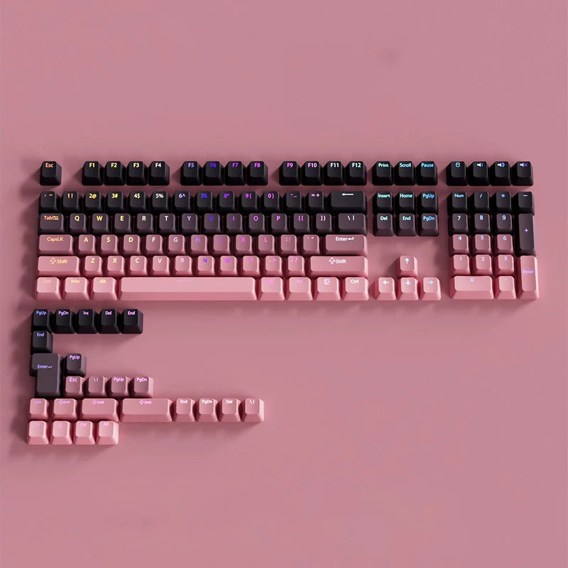 Black Pink Gradient Keycaps For Cherry MX Switch Mechanical Keyboard OEM Profile PBT Keycap Backlit RGB Gamer ISO Layout Key Cap
