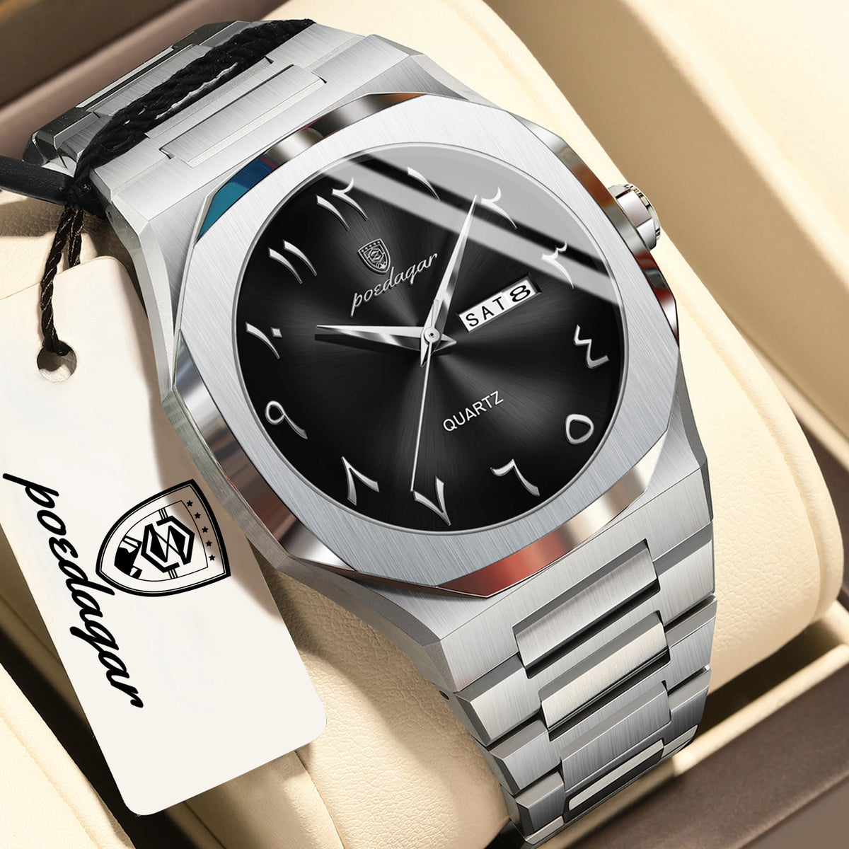 Reloj POEDAGAR de lujo para hombre, de cuarzo, resistente al agua, de acero inoxidable, reloj masculino con fecha y día de la semana, relojes de negocios para hombre, Reloj Hombre