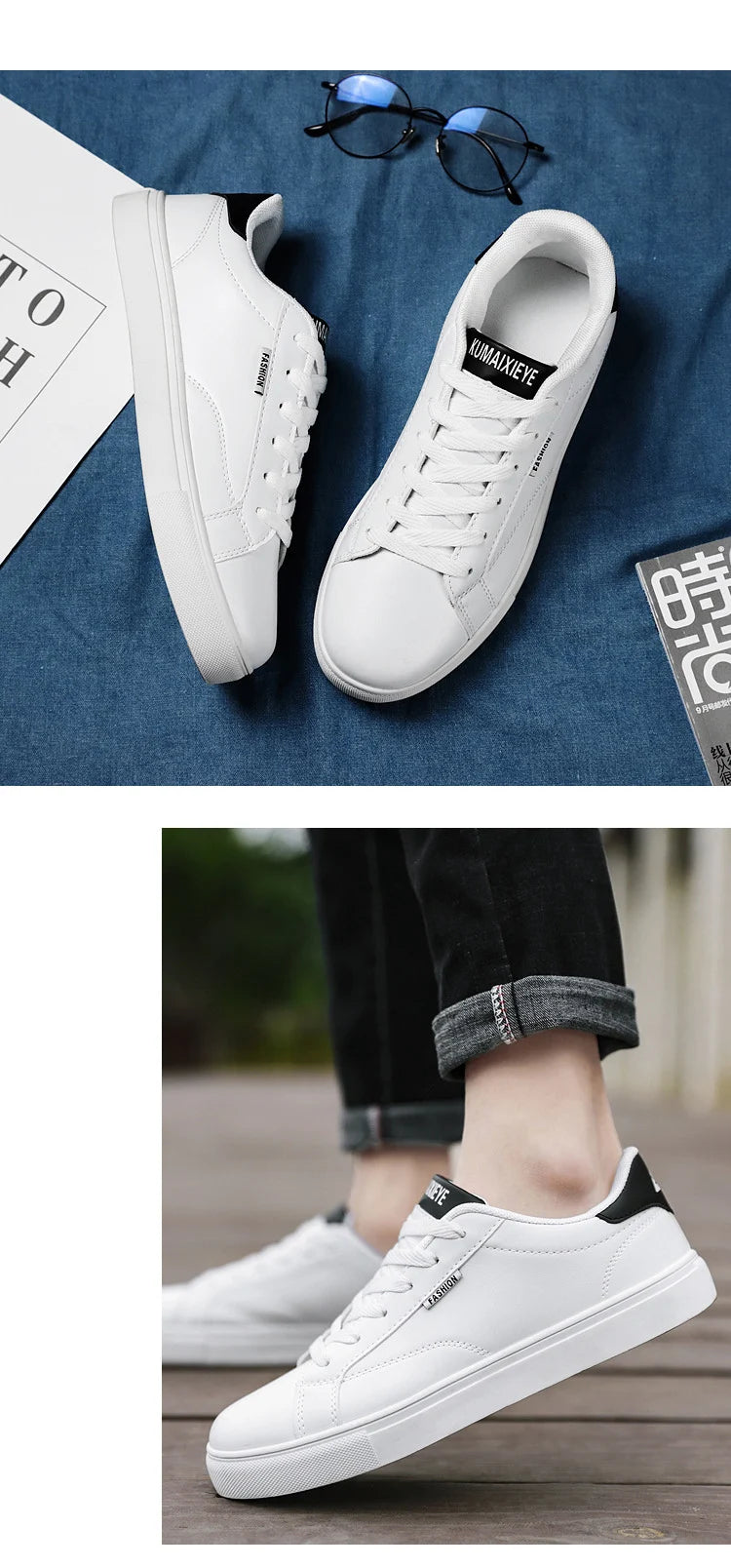 Men's Casual Skateboarding Shoes White Shoes Outdoors Leisure Sneakers Breathable Walking Shoes Flat Shoes Chaussure Homme 39-48