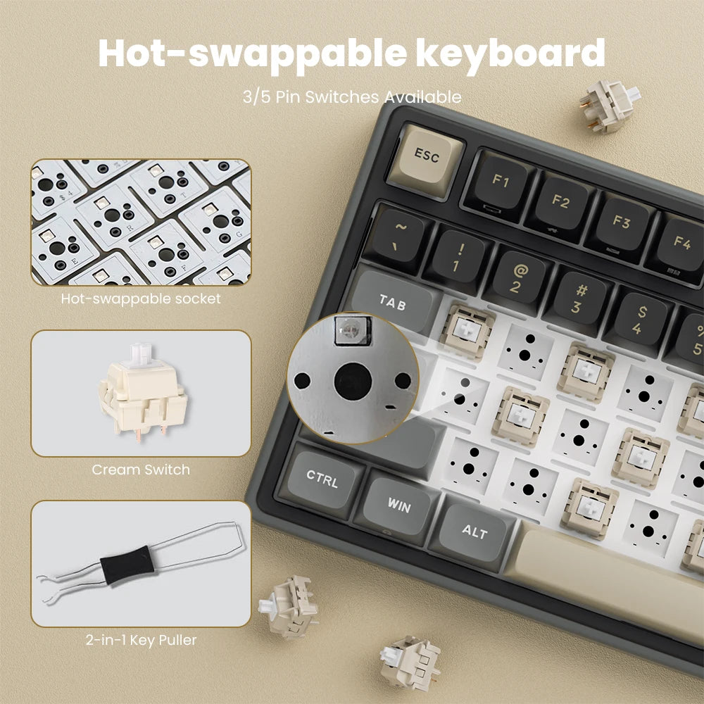 RK ROYAL KLUDGE R98Pro Gasket Wired Mechanical Keyboard 98 Keys RGB Hot-swappable Pluggable Button Gamer Keyboard PBT Keycaps