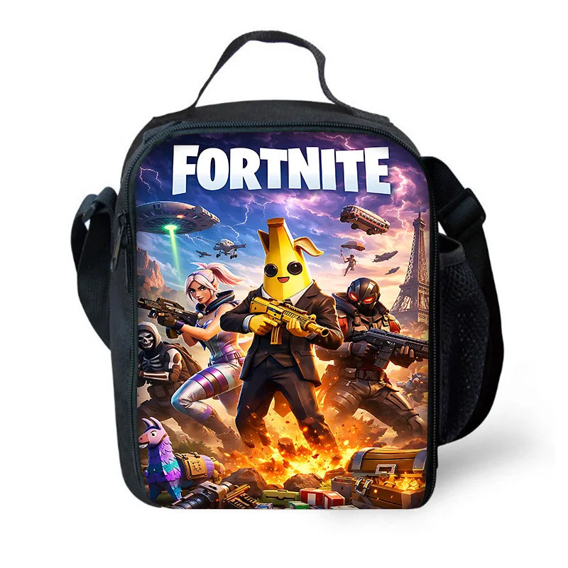 Neue FortniteS Kinder-Isoliertasche mit großem Fassungsvermögen für Jungen und Mädchen, wiederverwendbare Thermo-Kühltasche für Schule, Outdoor-Picknick und Lunchbox