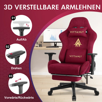 HAPIHAPPY Fashion Gaming Chair Genuine Computer Office Chair with Pocket Spring Cushion Linkage Armrests and Footrest Game Chair