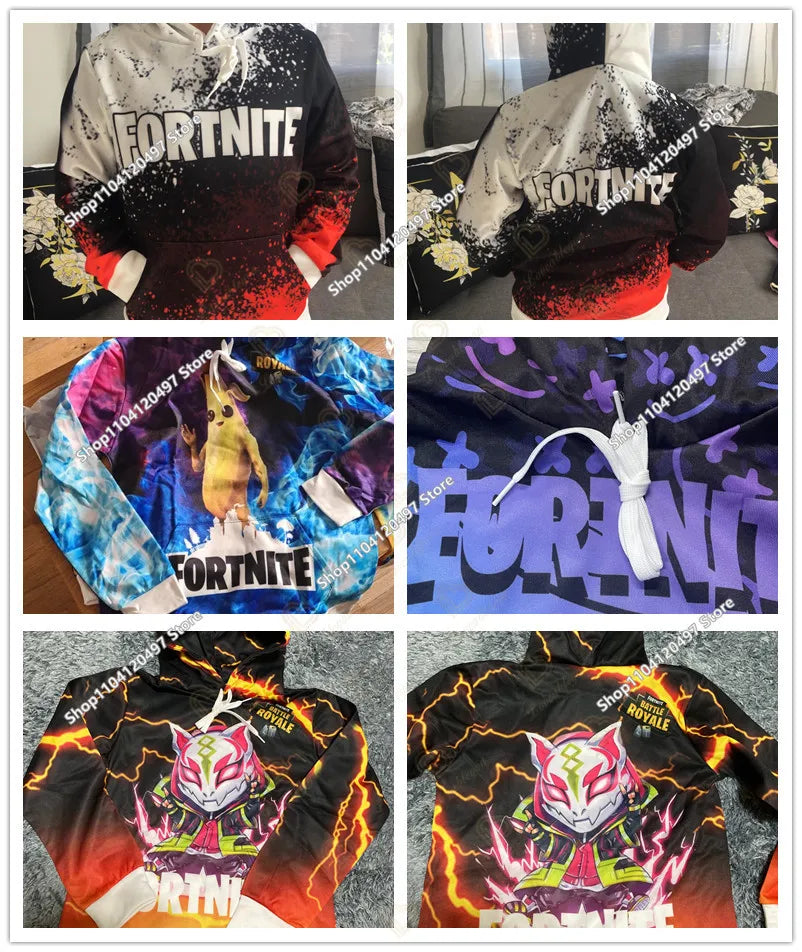 Game Fortnite Hoodies Teenager Boys Hoodie Kids Sweatshirts Cartoon Leisure Outerwear Children Cosplay Pullovers Streetwear Gift