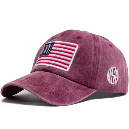 USA-Flagge Herren-Baseballkappe Retro-Stickerei Gewaschene Baumwolle Dad Hats Mode Damen Hip-Hop-Kappen Sommer Outdoor-Sonnenvisier-Hut