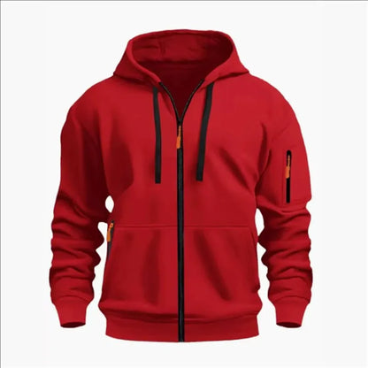 Men's Sweatshirts with Zipper Pockets Thin Solid Color Half Tracksuit Casual Outdoor Hooded Tracksuit Long Sleeves Jacket Coats