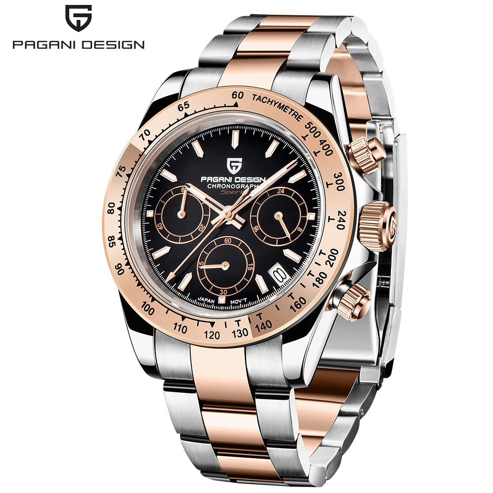 Reloj cronógrafo para hombre PAGANI DESIGN: reloj de pulsera de cuarzo de lujo, luminiscente y resistente al agua.