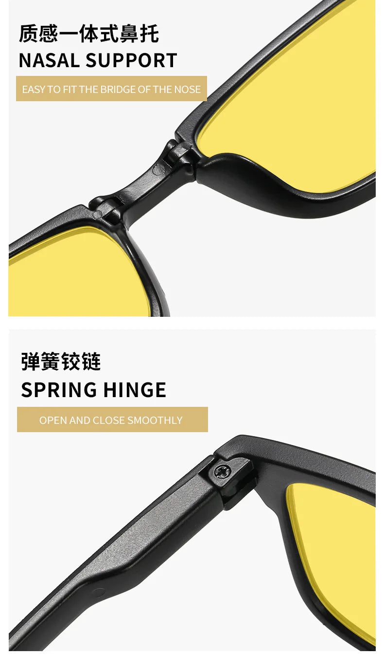 Óculos de sol retro quadrados para mulher com visão noturna, anti-luz azul, UV400; óculos para homem para jogos de computador, anti-radiação, com lentes vermelhas e laranja para dormir