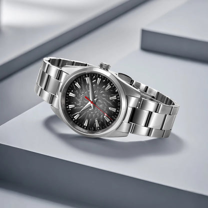 Reloj para hombre BERNY – Reloj de cuarzo, cristal de zafiro, agujas luminiscentes, resistente al agua hasta 10 ATM, fabricado íntegramente en acero inoxidable – Estilo elegante y desenfadado, ideal para el día a día o para ocasiones profesionales