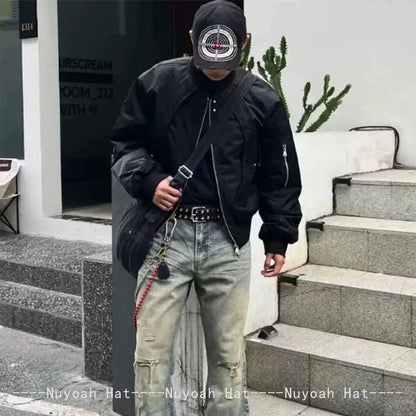New Unisex Broken Style Bull's-eye Cross Embroidery Baseball Hats Sunshade Personal Versatile Peaked Caps Street Fashion Hip Hop