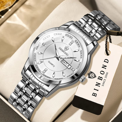 Relojes de cuarzo de lujo originales BINBOND para mujer – Modelo resistente al agua y luminiscente – Idea de regalo (estuche incluido)