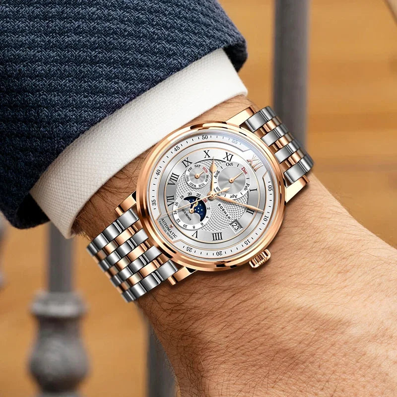 BORMAN BM3868 New 40mm Luxury Men Automatic Mechanical Men's Watches Sapphire Multi-function Waterproof Moon Phase Clocks