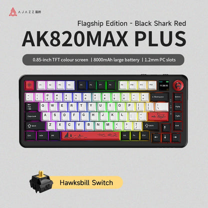 AJAZZ AK820 MAX PLUS Tri-mode TFT Screen Gaming Keyboard 8000mAH dual system hot swap FR4/PC Plate Volume Knob