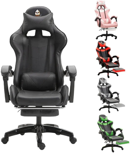 Ergonomic gaming chair, office chair, height adjustable,PU leather computer chair, with headrest and lumbar support, 360° swivel