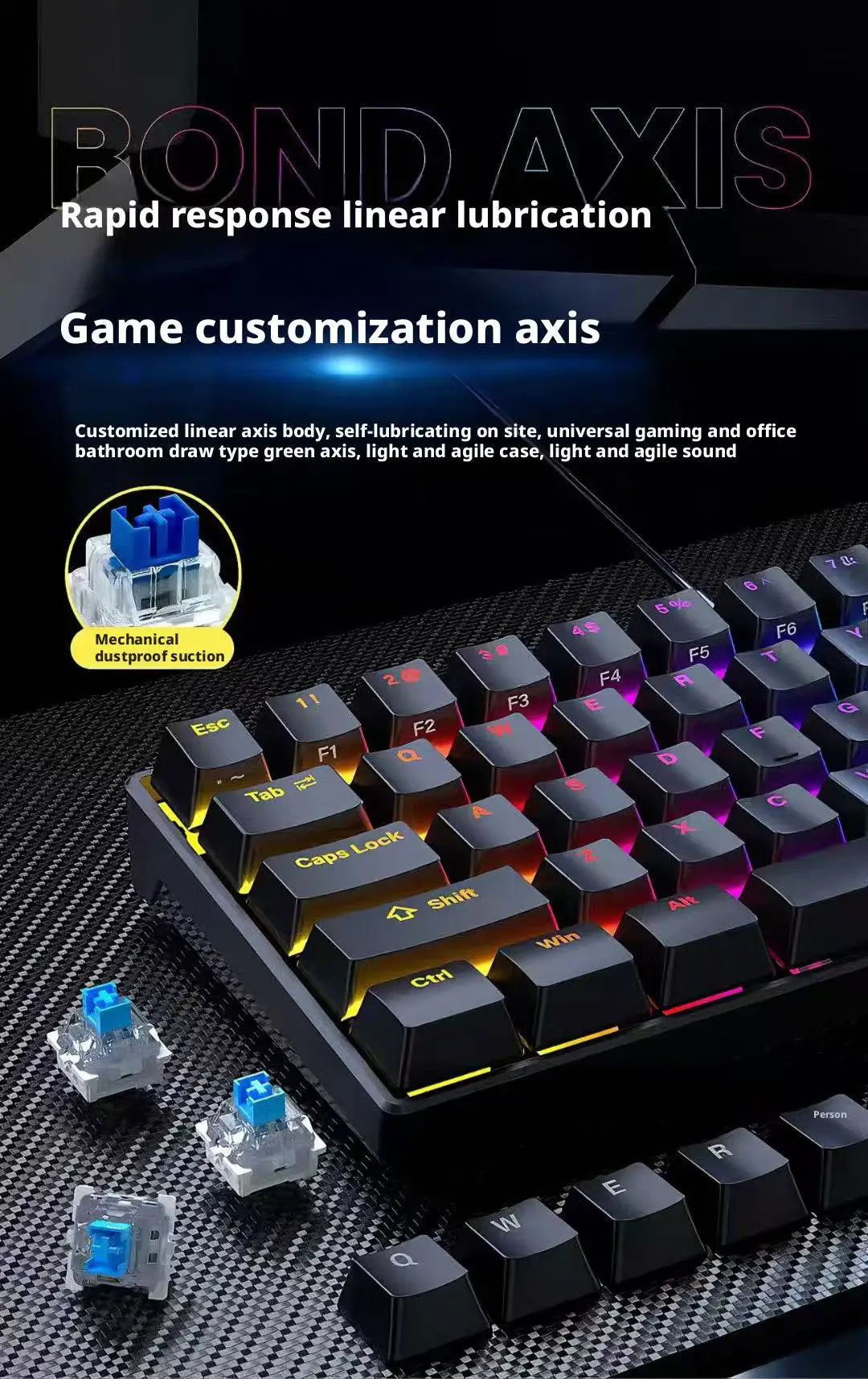 New Portable Compact 61 Keys 3-Mode Mechanical Keyboard RGB Backlit Brown Switch Wireless Bluetooth Gaming Office Keyboard