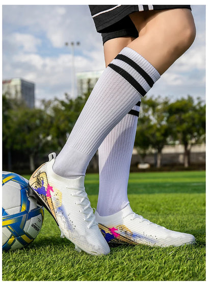 New Men Football Boots Cleats Non-Slip Match Ultralight Soccer FG Training Shoes Soccer Shoes Long Spikes Outdoor Drop Shipping