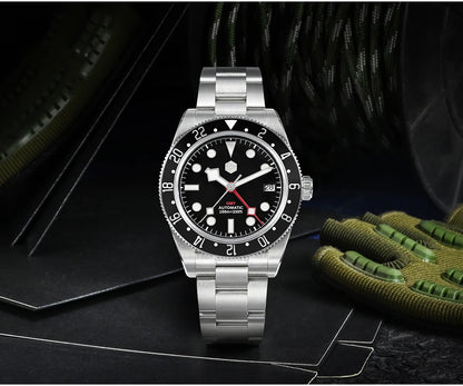 San Martin 39mm NH34 GMT Men Luxury Watch Bidirectional Aluminum Bezel Automatic Mechanical Sapphire 100M Waterproof  SN0109