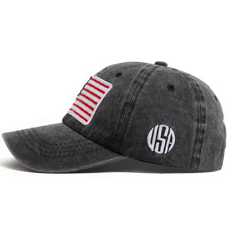USA-Flagge Herren-Baseballkappe Retro-Stickerei Gewaschene Baumwolle Dad Hats Mode Damen Hip-Hop-Kappen Sommer Outdoor-Sonnenvisier-Hut