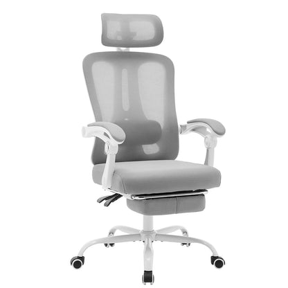 Ergonomic Office Chair With Adjustable Lumbar Support & Footrest, High-Back Mesh Gaming Chair With Tilt Mechanism For Home
