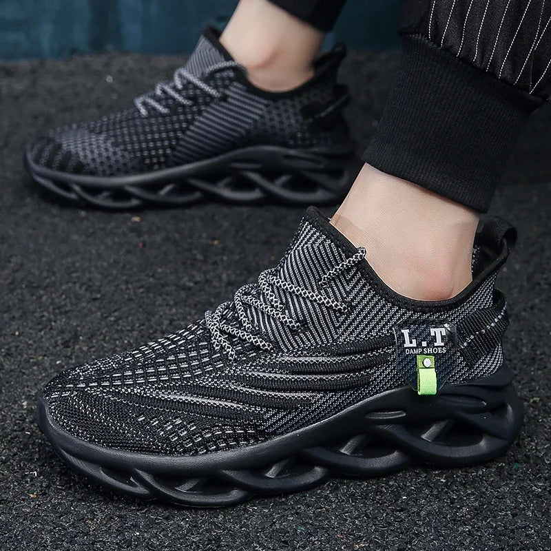 YRZL Herren-Sportschuhe zum Laufen, schwarze Jogging-Schuhe, lässige Outdoor-Sneaker aus atmungsaktivem Mesh, Damen, leicht, stoßdämpfend, schwarze Tennisschuhe