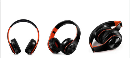 Men Gift Gold Wireless Headphones Bluetooth Earphone Stereo Headset Game with Build-in MIC with Universal for Android and iOS