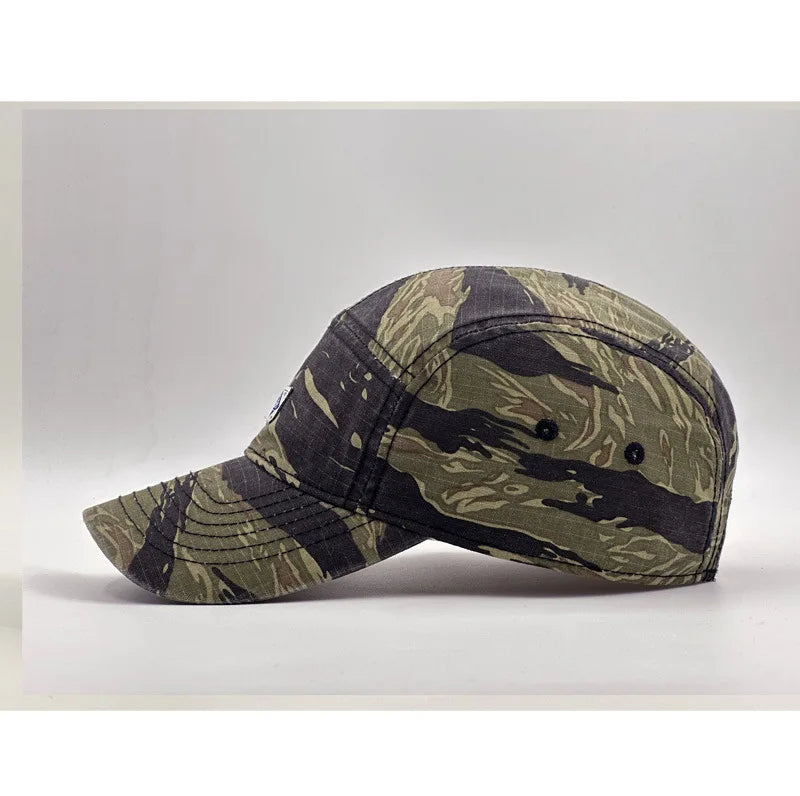 Workwear Style Camo Short Brim Baseball Cap for Men Women, Trendy Unisex Outdoor Sun Protection Peak Hat