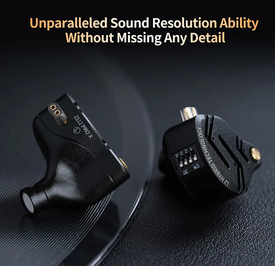 KZ ZS12 PRO X Hybrid Dynamic & Balanced Armature Technology IEM Earphone Upgrade HiFi Bass In Ear Headphone Tunning Wire Headset