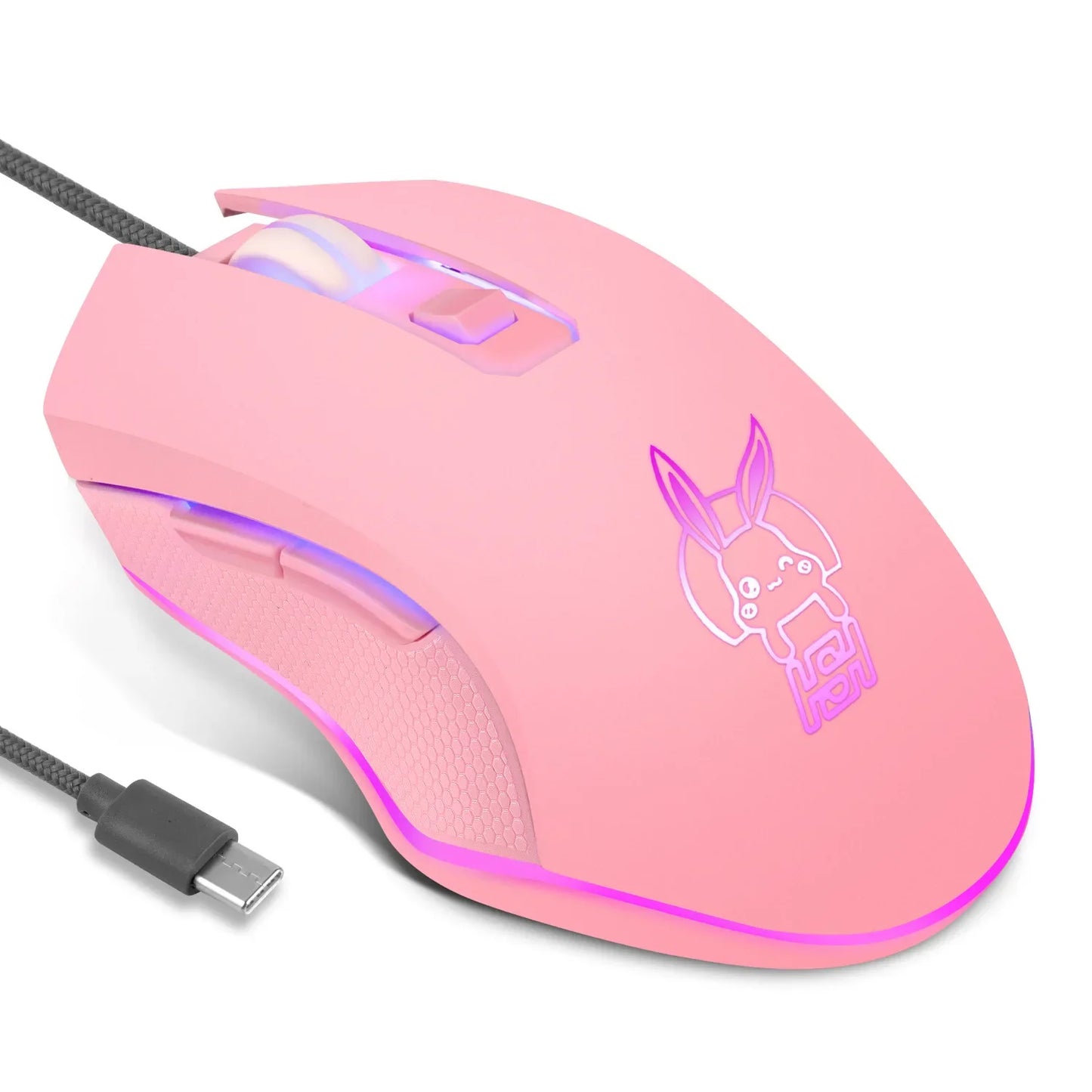 Ratón luminoso de colores con silencio USB-C para portátil Type-C, ratón gaming
