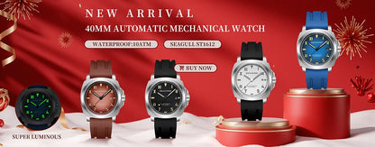SEAKOSS 100m Diving Men GMT Automatic Mechanical Watches 1963 Clock 2557 Seagull Movement Super Luminous Sapphire Wristwatches
