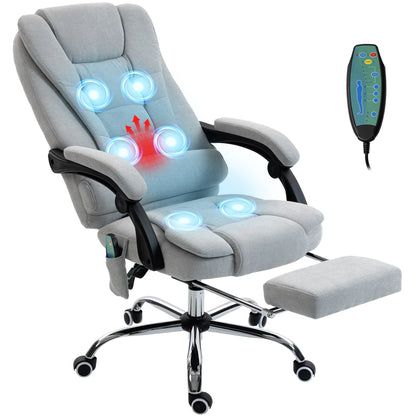 Massage and heated office chair, office chair, adjustable height, reclining back, 65x70x111-119cm, gray