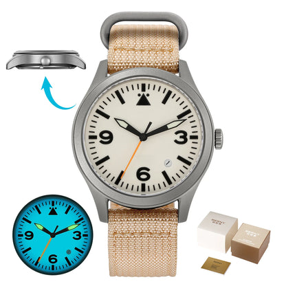 BERNY Aviation Top Titanium Mechanical Men Watch Sapphire AR Coating Supper Luminous 10Bar Sport Watch Titanium Aviation Watches