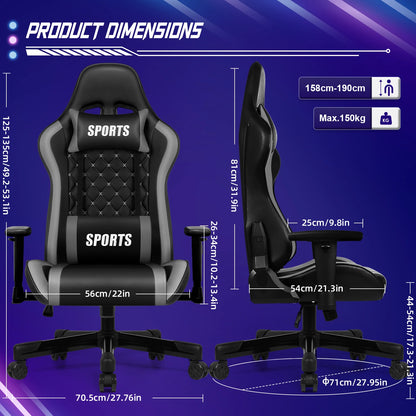 Daccormax Ergonomic Office Chair/Gaming Chair: 170° Recline, Adjustable Armrests, Lumbar Support for Long Hours Sitting
