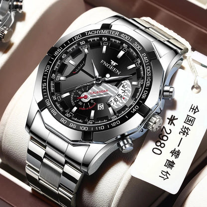 Reloj de pulsera para hombre, de estilo militar, informal o deportivo, de cuarzo, de una marca prestigiosa, totalmente de acero, resistente al agua