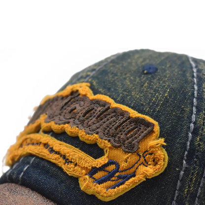 CNTANG Letnia dżinsowa czapka z daszkiem dla mężczyzn, modna, z haftowaną literą, bawełniana, typu snapback, męska, outdoorowa, codzienna, w stylu hip-hopowym, z regulacją