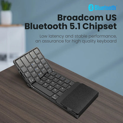 JOMAA Foldable Bluetooth Wireless Keyboard With Touchpad Portable Rechargeable 63 Keys Slim Keyboard for Win 7/8/10/IOS