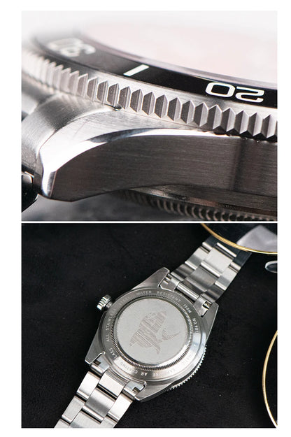 Upgraded Model 9017 Automatic Watch Mechanical 3D Dimensional Luminous Watch Needle Ceramic Bezel 150 Meters Waterproof Diving