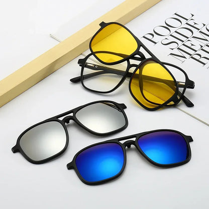 2026 Mirror Magnetic Attraction Polarized Sunglasses 2 Iin 1 Clip Cycling Glasses Dazzling Men Double-Barreled Glasses Women