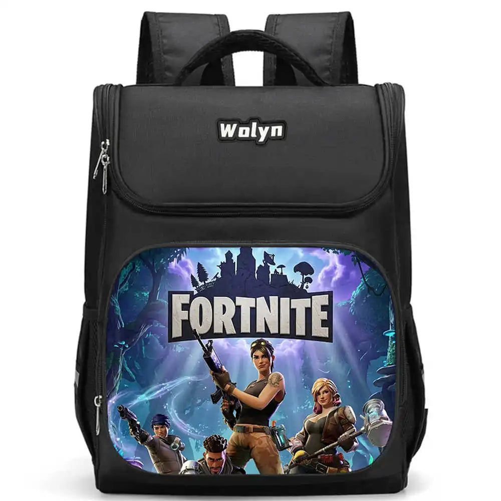 School Backpack With Multi Compartment ,Large Cartoon Fortnite School Bags For Boys & Girls,Durable Child Backpack For Aged 5-10