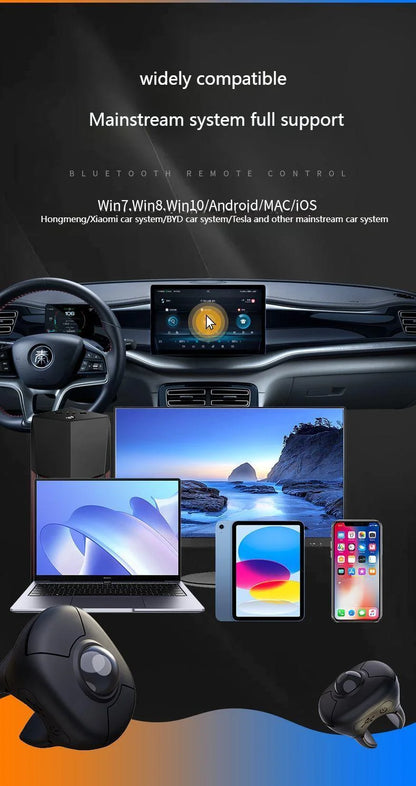 New Trackball Finger Ring Mouse 2.4G+Bluetooth Wireless Remote Control Mice For Short Video/PPT Speech/In-Vehicle Display Screen