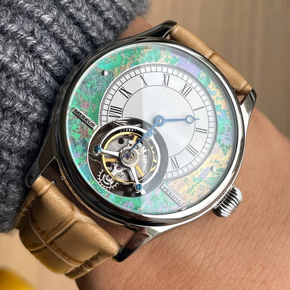 Merkur 100% Tourbillon Watch Men's Sapphire Watch For Men Mechanical Wristwatches Relogio Masculino Purple Business Watch 42mm