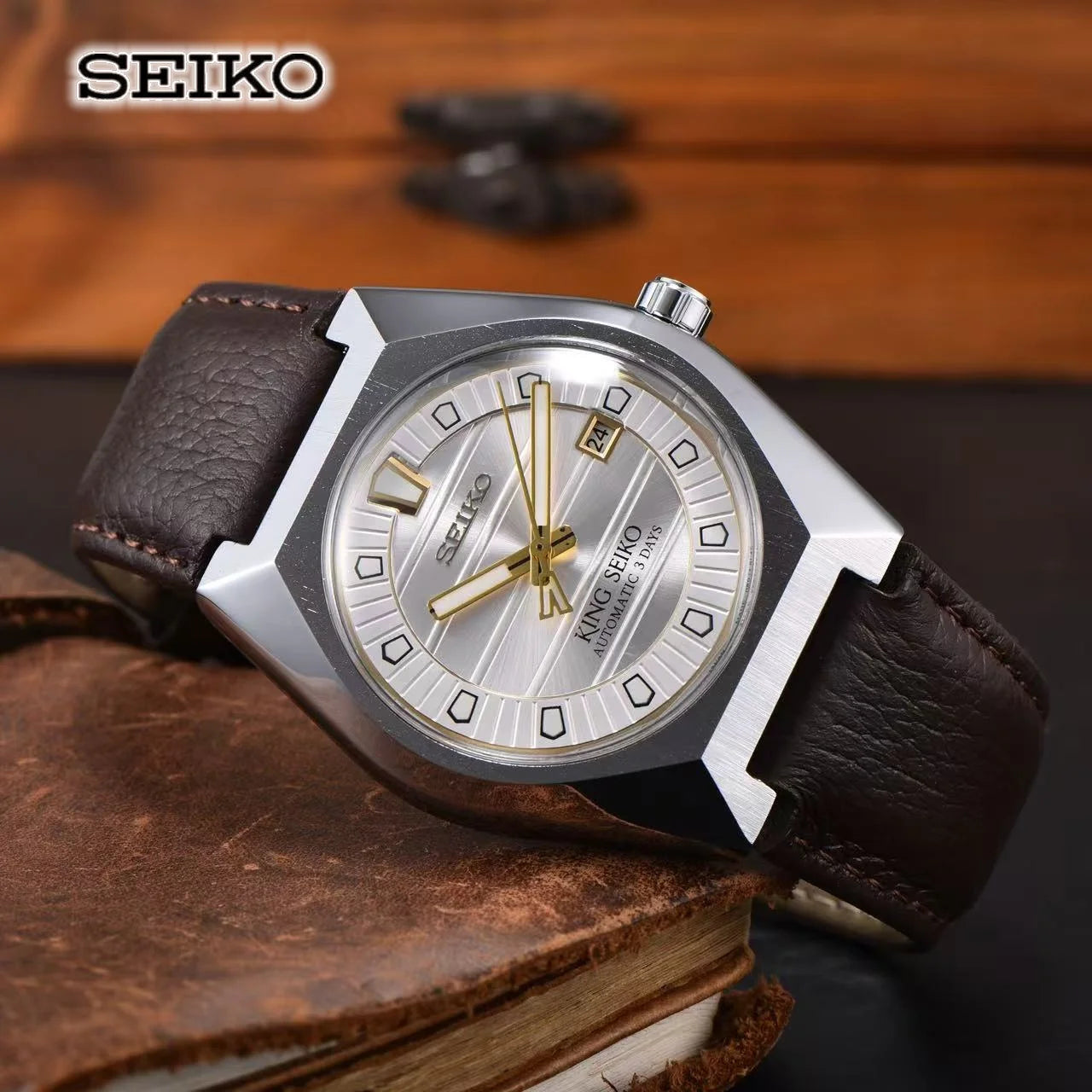 Seiko Men's and Women's Automatic Mechanical Watch Fashion High Quality Leather Strap Calendar Waterproof Couple's Watch