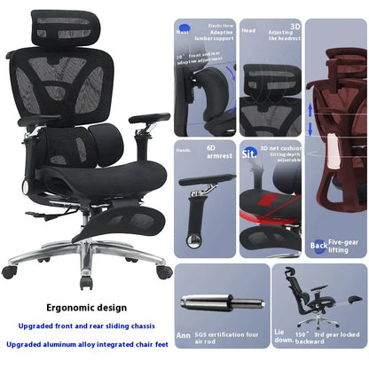 Ergonomic Office Chair Mesh Seat Adjustable Headrest Commercial Chair Footrests Support Comfortable Lumbar Chaise Ergonomique