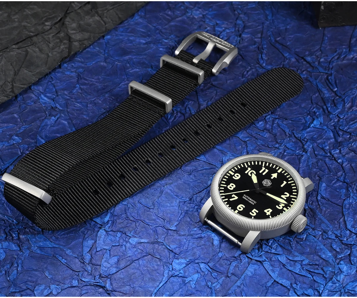 San Martin New 40mm Retro Pilot YN55 Automatic Mechanical Fashion Simple Style Men Wristwatch 100m Waterproof C3 Luminous SN0143