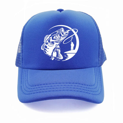 Fishing Skeleton Trucker Cap Summer Men Cool Fisherman Fishing Hat Baseball Cap Unisex Outdoor Mesh Net Caps MZ-238