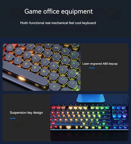 EWEADN GX330 Gaming Keyboard Wired, LED Backlit, Office silent keyboard full size, Ergonomic, Gaming, office, Windows/Laptop/PC