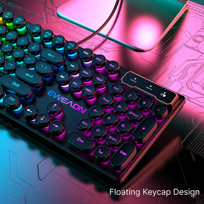 EWEADN GX330 Gaming Keyboard Wired, LED Backlit, Office silent keyboard full size, Ergonomic, Gaming, office, Windows/Laptop/PC