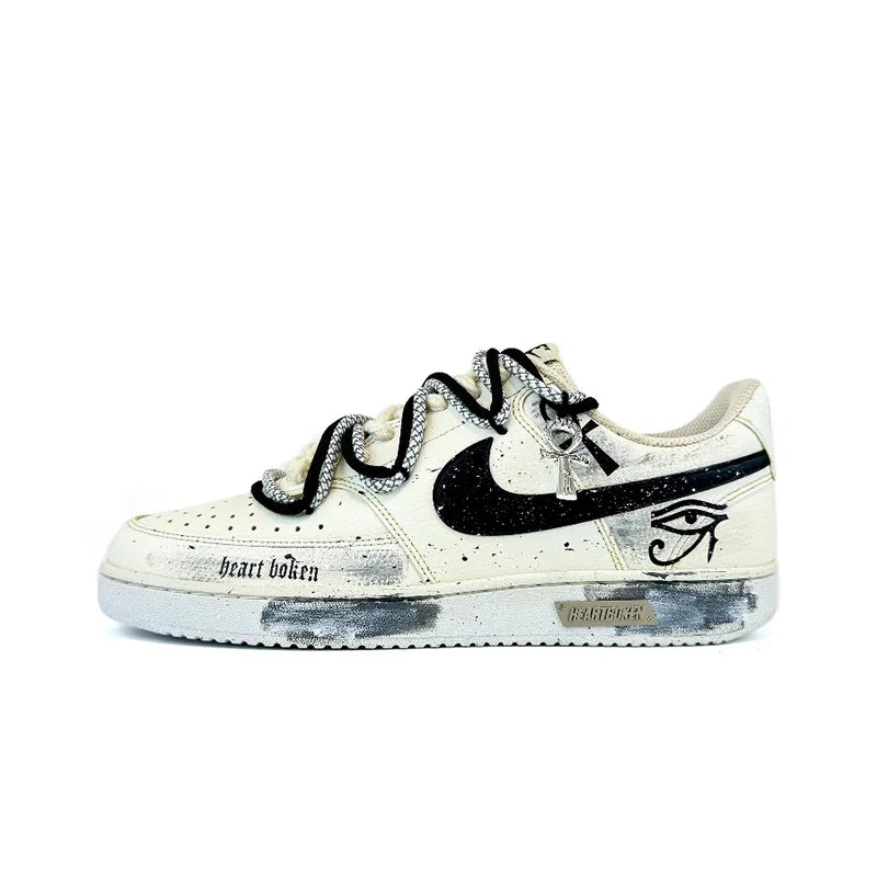 Custom Sneakers Nike Court Vision 1 Low "Eye of God 2.0" Distressed Splatter Men's SkateboardingSneakers